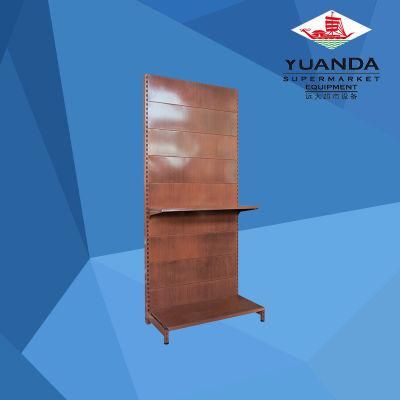 Wooden Color Single Sided Grocery Display Supermarket Shelf