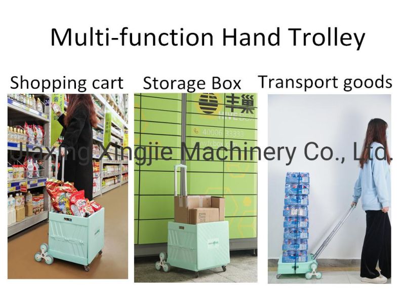 High Quality Folding Plastic Shopping Cart Portable Hand Trolley