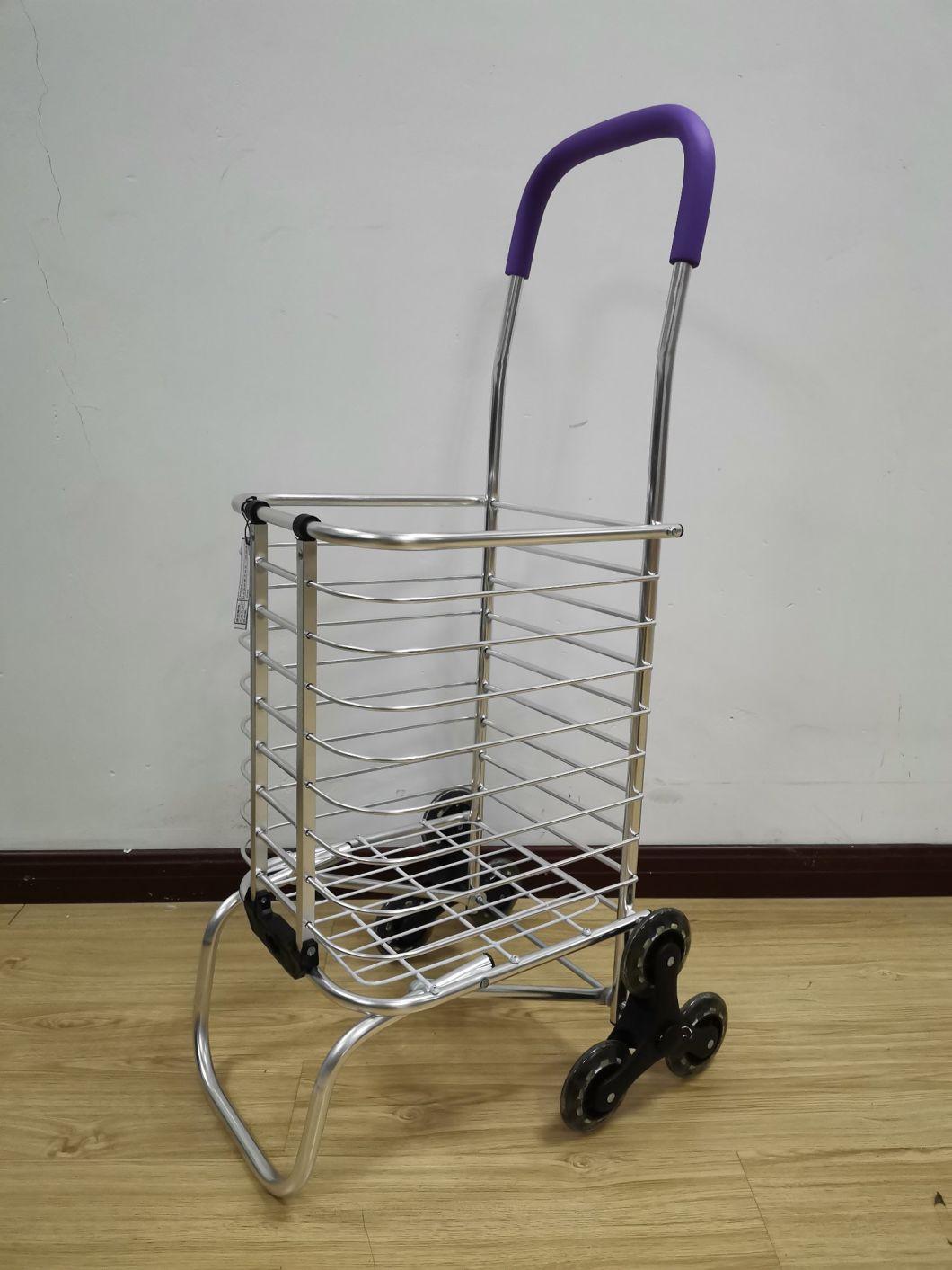 China Aluminum Alloy Folding Shopping Trolley Metal Supermarket Cart