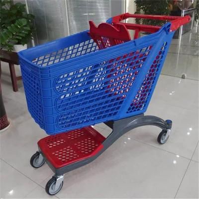 New Design Blue and Red Color Full Plastic Shopping Cart