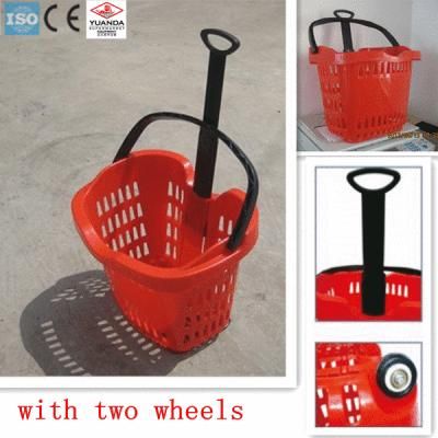 Shopping Cart Wheeled Rolling Plastic Basket