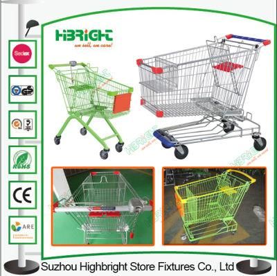 Asian Style Large Volume Supermarket Shopping Cart Trolley