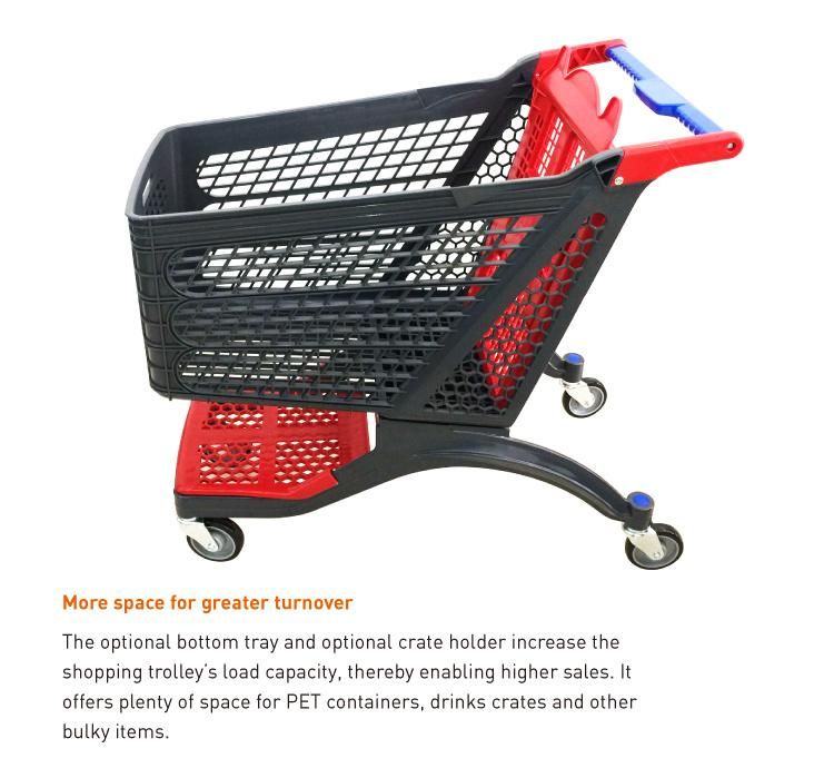 Supermarket Push Cart Retail Grocery All-Plastic Shopping Trolley