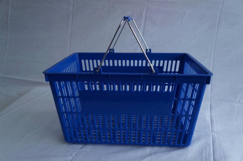 Supermarket Hand Basket with Metal Handles