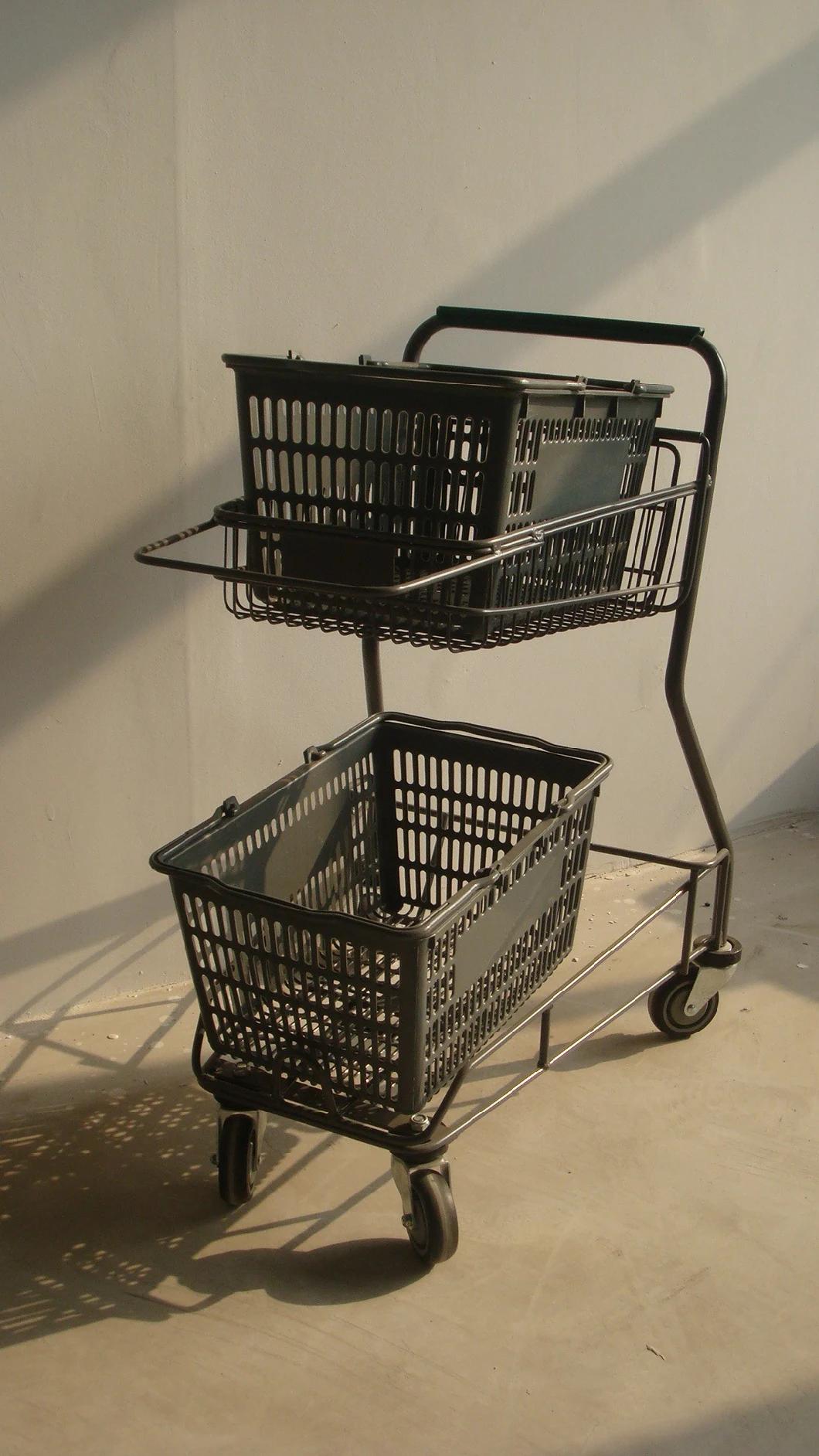 Asian Shopping Cart Double Deck Shopping Basket