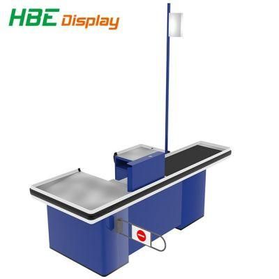 Customized Size Color Supermarket Automatic Cashier Table Checkout Counter