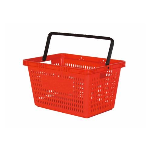 Single Hand Plastic Basket with Small Holes 28L Supermarket Equipment