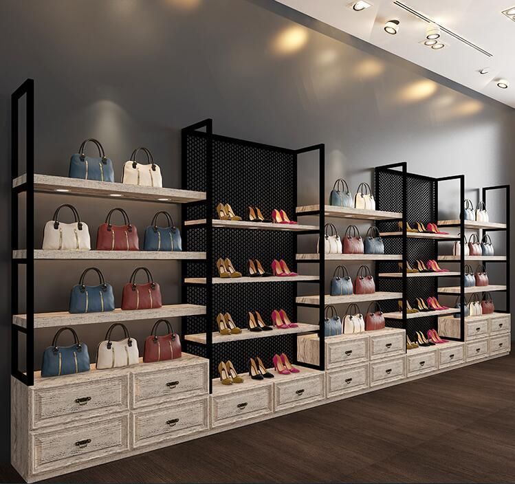 China Wholesale Fashion Handbag Store Design Retail Shoe Shop Furniture Decoration for Shoe Shop