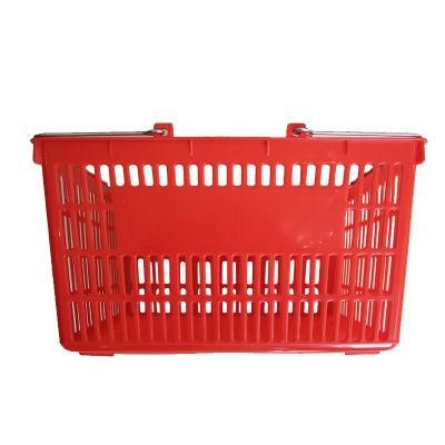 Double Metal Hands Plastic Shopping Basket (YD-B02)