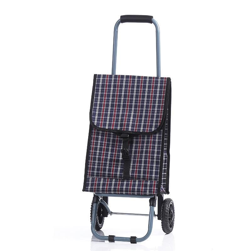 Fashion Simple Classical Popular Best Selling Foldable Styles Plaid Fabric Shopping Trolley Cart