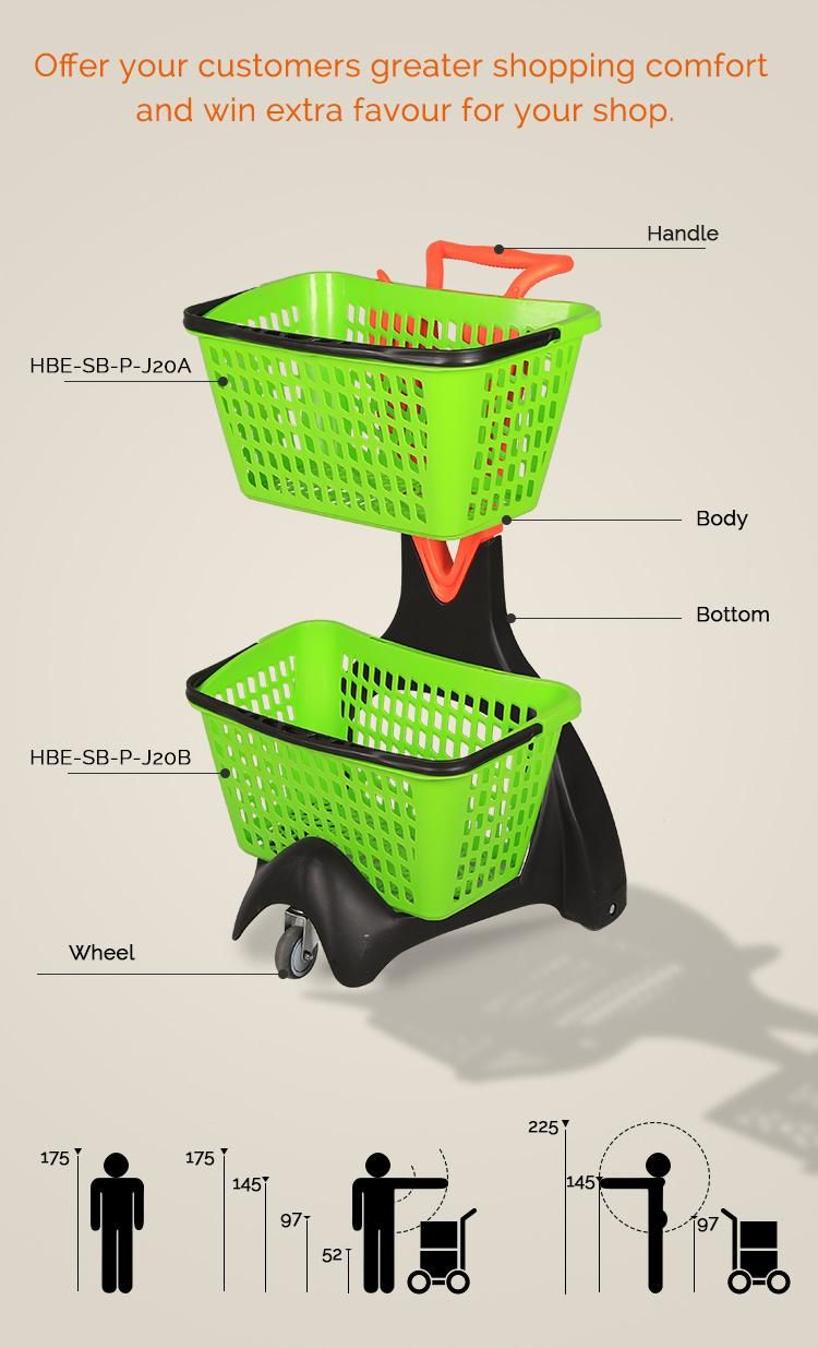 Double Plastic Hand Baskets Shopping Carts