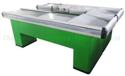 Supermarket Checkout Counter Cashier Table with Conveyor Belt