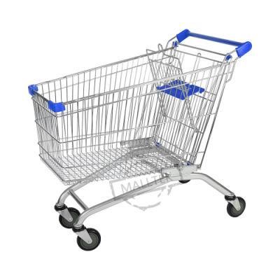 European Style Metal Supermarket Shopping Carts with Kid Seat