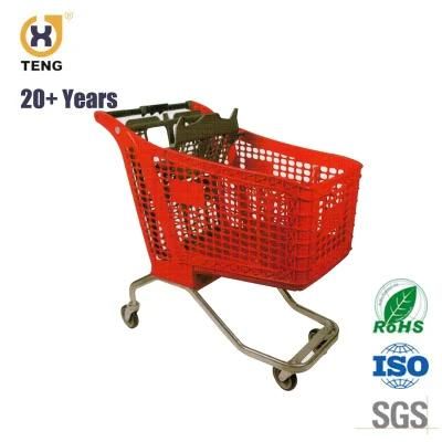 Pl200b Plastic Supermarket Shopping Cart with Steel Base