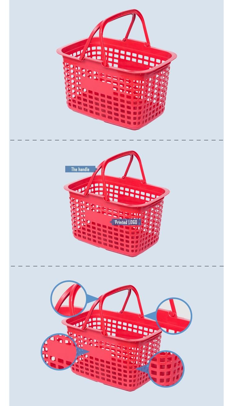 Recyclable Handle Plastic Shopping Basket for Grocery Store