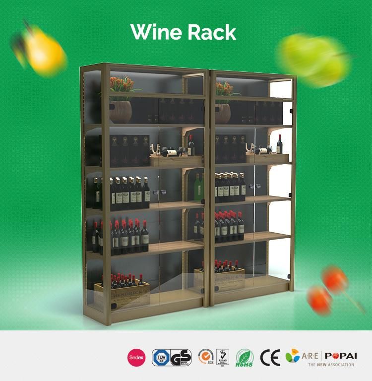 Supermarket Equipment Showcase Shelf and Metal Wine Rack