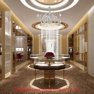 Modern Stainless Steel Diamond Cabinet Custom Glass Jewelry Display Showcase for Shop