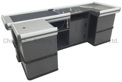 Supermarket &amp; Store Checkout Counter with Conveyor Belt Jf-Cc-046