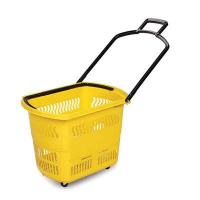 Factory Direct Sale Plastic Roller High Quality Supermarket Plastic Shopping Basket