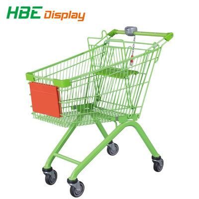 100L Metal Supermarket Shopping Trolley with Seat