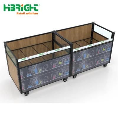 Supermarket Fresh Area Adjust Layer Promotion Bin with Wheels