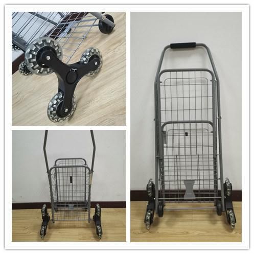 China Supplier Vintage 3 Wheel Shopping Trolley Steel Folding Utility Cart for Elderly