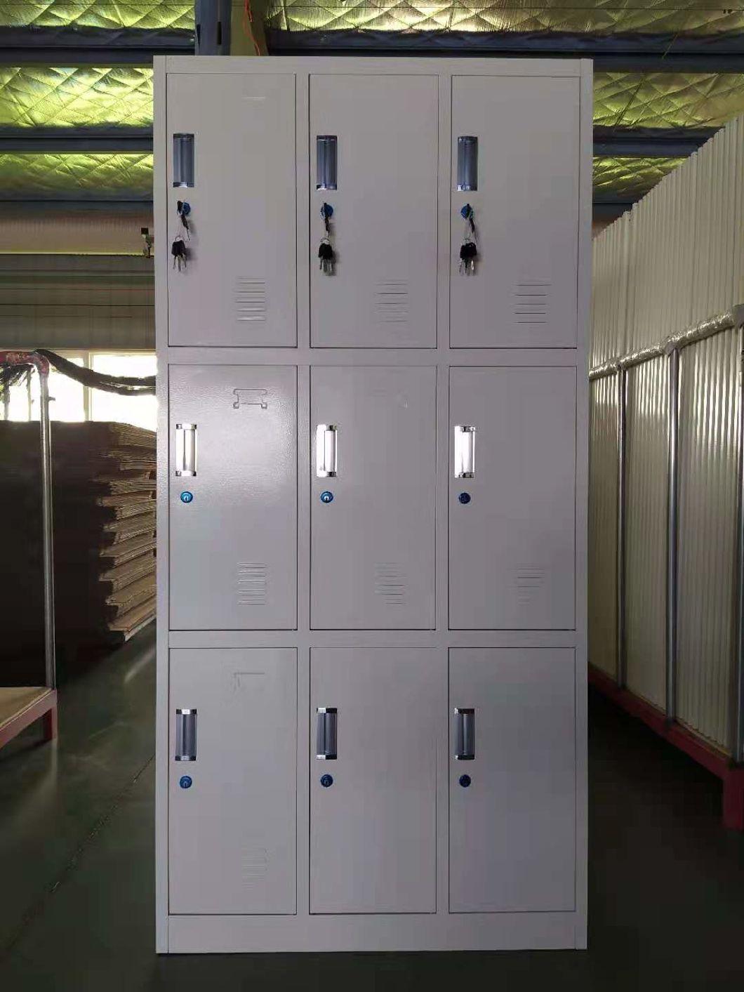 Metal Multiple Doors 9 Compartment Public Duty Bag Lockers