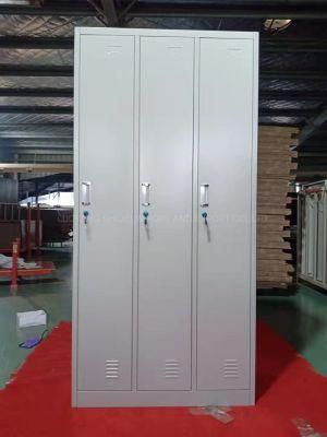 Commercial Use Free Standing 3 Doors Clothes Lockers for Staffs