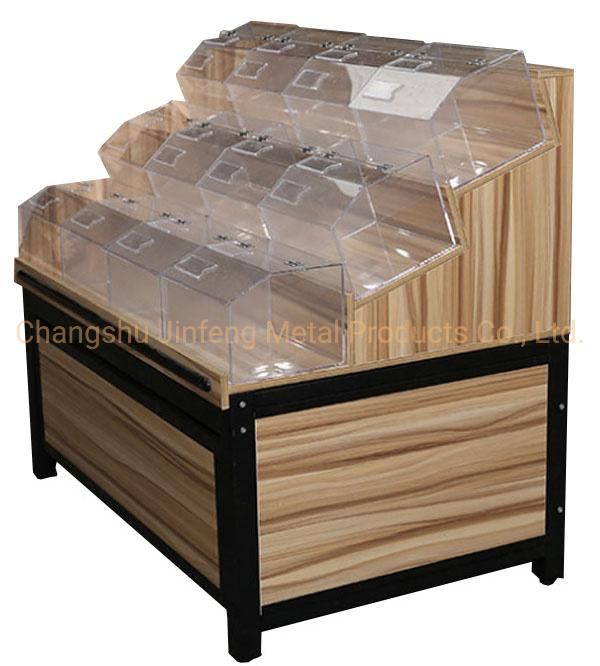 Supermarket Wooden Display Stand Bulk Food Display Rack