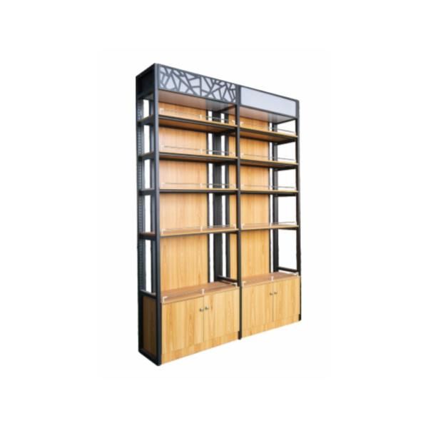 Double-Sided Wooden Shelf with 5 Layers Made up of Main Frame and End