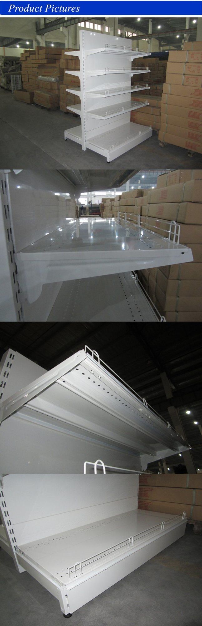 Metal Shelf Flat Board 150kg White Color Gondola Shelf