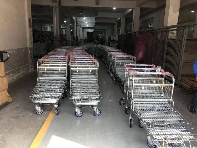 Hot Selling High Quality Double Layer Galvanized Warehouse Flat Trolley