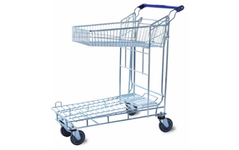 Hot Selling High Quality Double Layer Galvanized Warehouse Flat Trolley