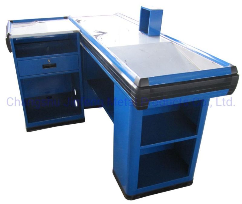 Supermarket Metal Checkout Counter Convenience Store Cashier Table Jf-Cc-051