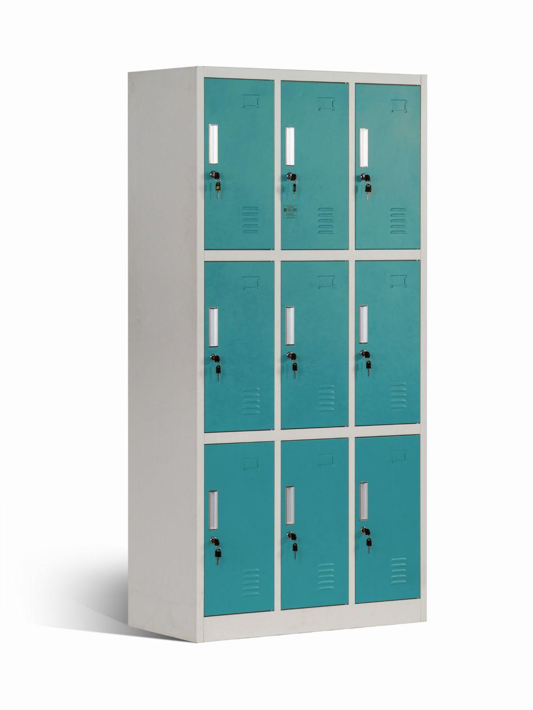 Steel 9 Door Equipment Storage Lockers for Office Use