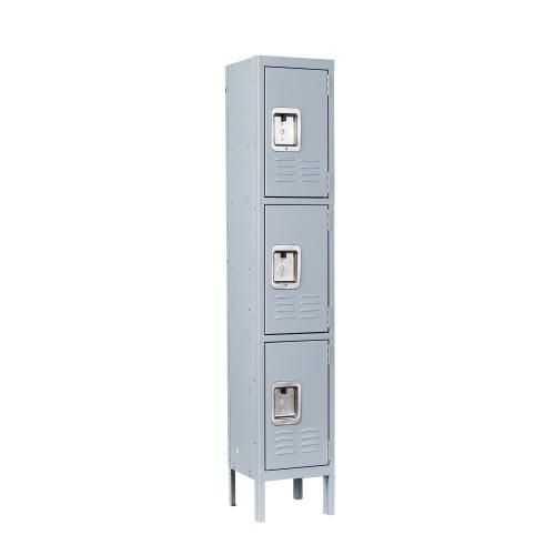 Metal Locker for School Office, 3-Tier Locker Steel Employees Lockers with 3 Door, Metal Storage Locker Cabinet for Employees