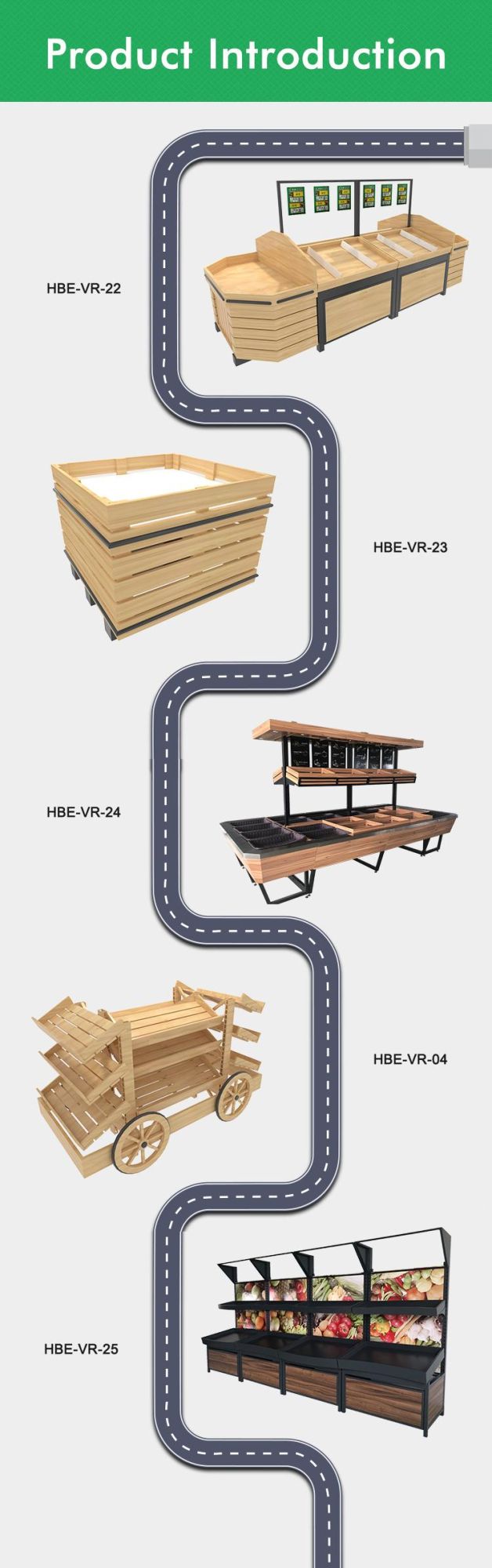 Adjustable Wood Vegetable Produce Rack with Tag