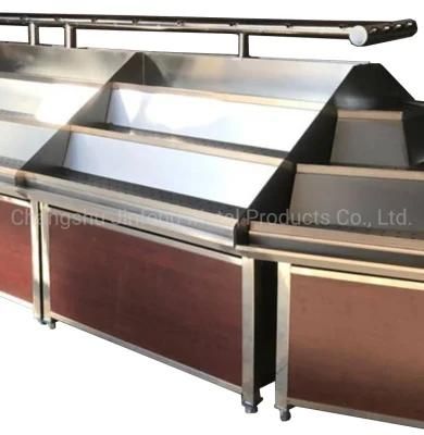 Supermarket Equipment Steel-Wood Display Stand for Vegetable with Spray System