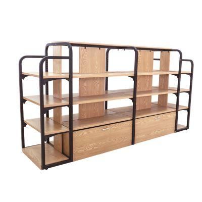 Wooden and Metal Display Shelves Gondola Shelving for Shopping Mall