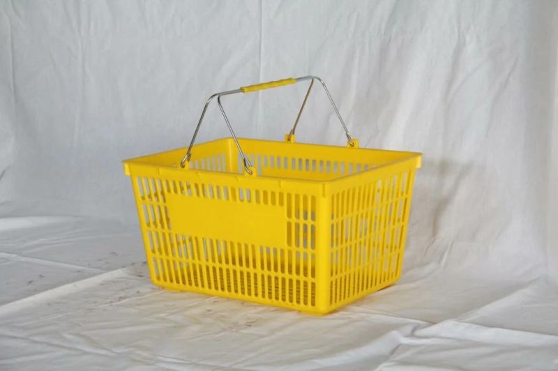 Large Hollow Electroplating Handle Flat Hand Basket for Supermarket Shopping