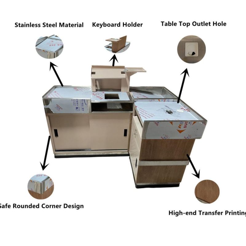 Wood Checkout Counters Popular Cashier Counters for Convenience Store