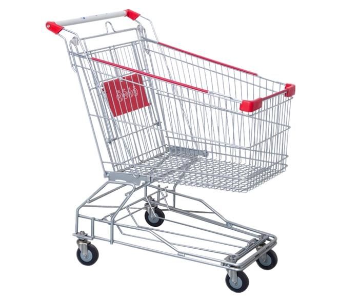 New Design Asian Style Carts Double Baskets Supermarket Trolley