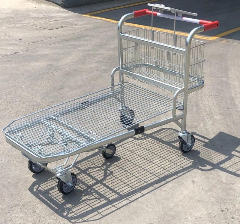 Hot Selling High Quality Double Layer Galvanized Warehouse Flat Trolley