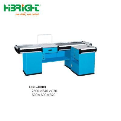 Customized Convenient Supermarket Steel Cashier Checkout Counter with Belt