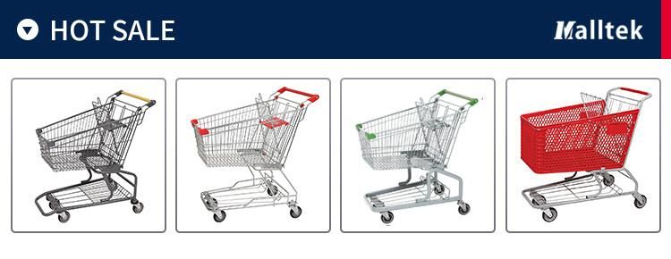 Hot Sale Powder Coating Supermarket Cart with Elevator Wheels