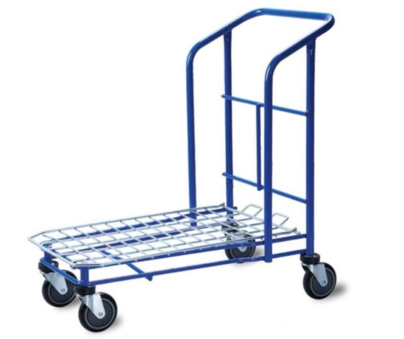 New Four Wheels Galvanized Plastic Sprayed Supermarket Shopping Flat Trolley