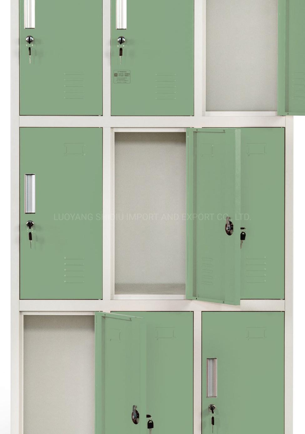 Office Use Green 9 Doors Lockers for Break Room / School Locker