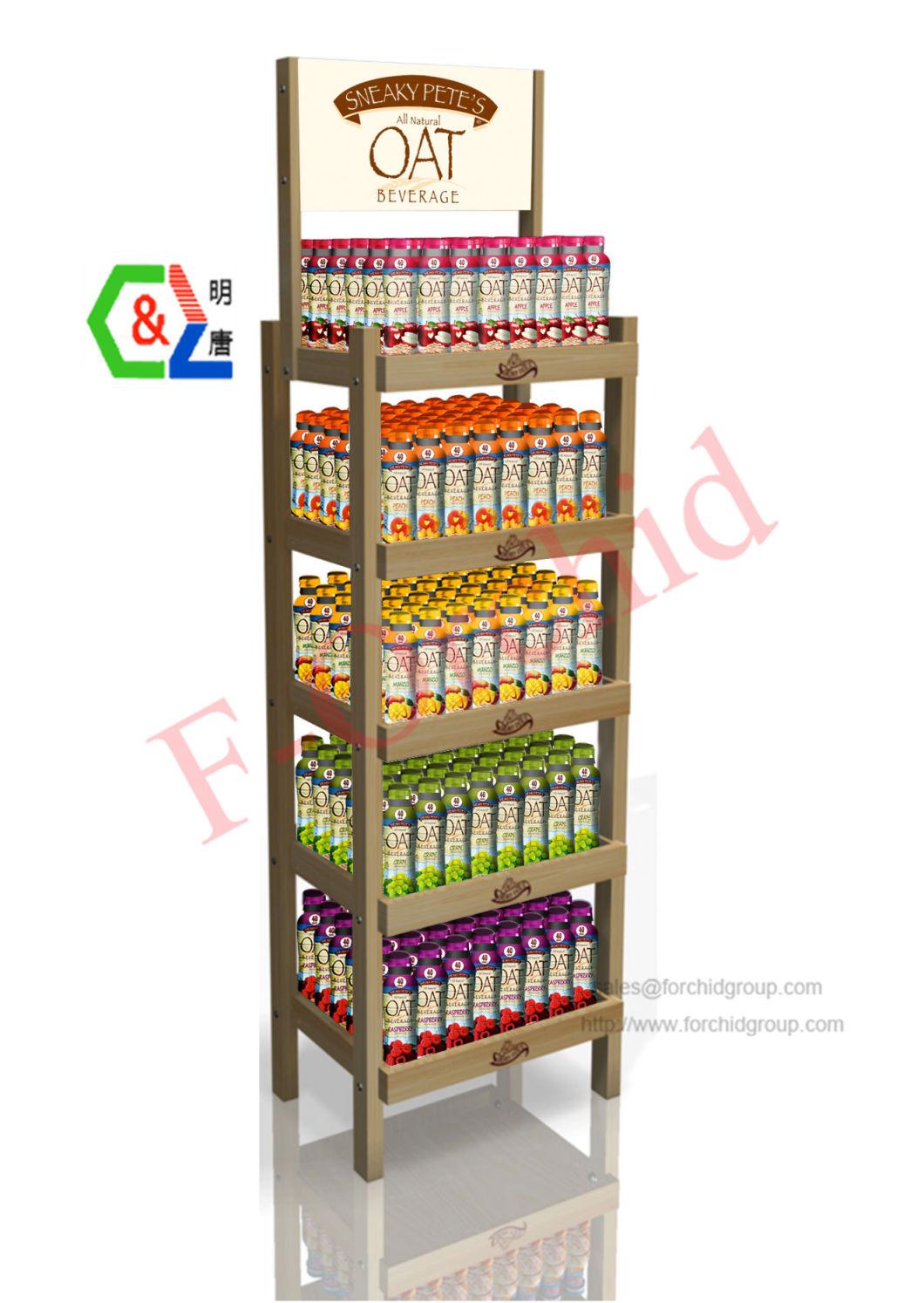 Wooden 5 Tier Display Racks with Header Graphic