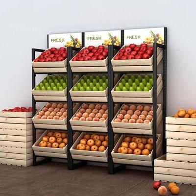 Good Price Steel and Wood Shelf Vegetavle and Fruit Rack