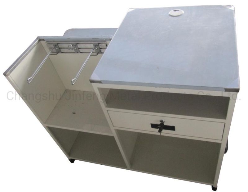 Express Checkout Counter Stainless Steel Cash Counter with Bag Hook